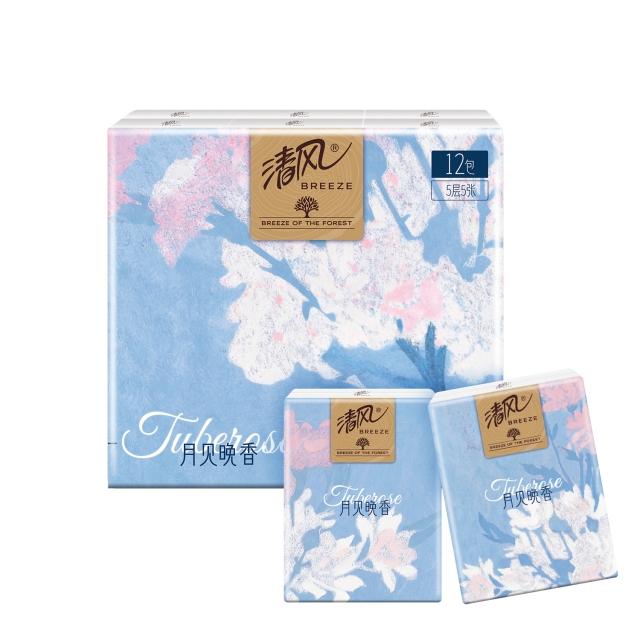 13659719.【对半撕分享装】清风有香手帕纸12小包加厚纸巾随身带便携餐巾纸卫生纸