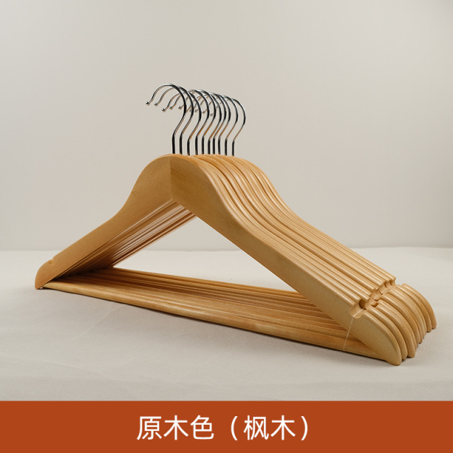13506419.木衣架荷木衣架批发挂衣复古加粗晾衣挂裤架酒店衣架无痕防肩角