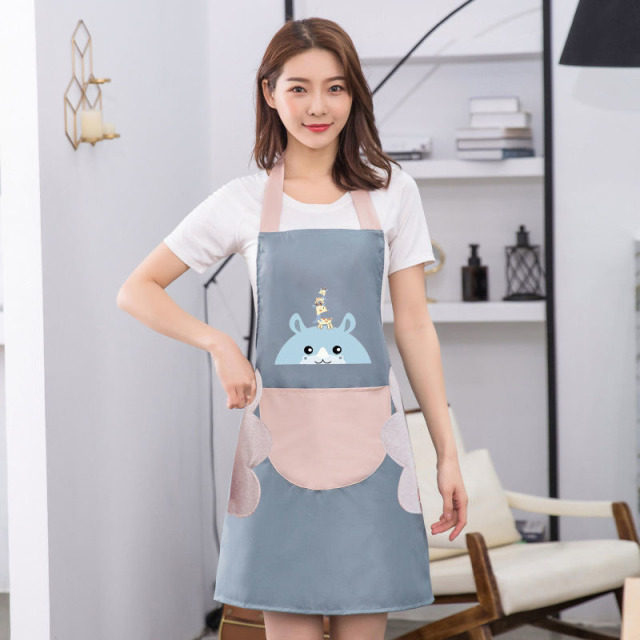13530197.擦手围裙女厨房家用防水防油餐饮工作服免洗围腰