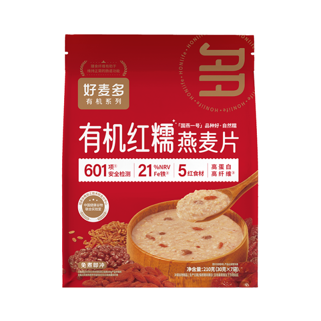 13413962.【49.9元任选5件】好麦多有机红糯燕麦片210g