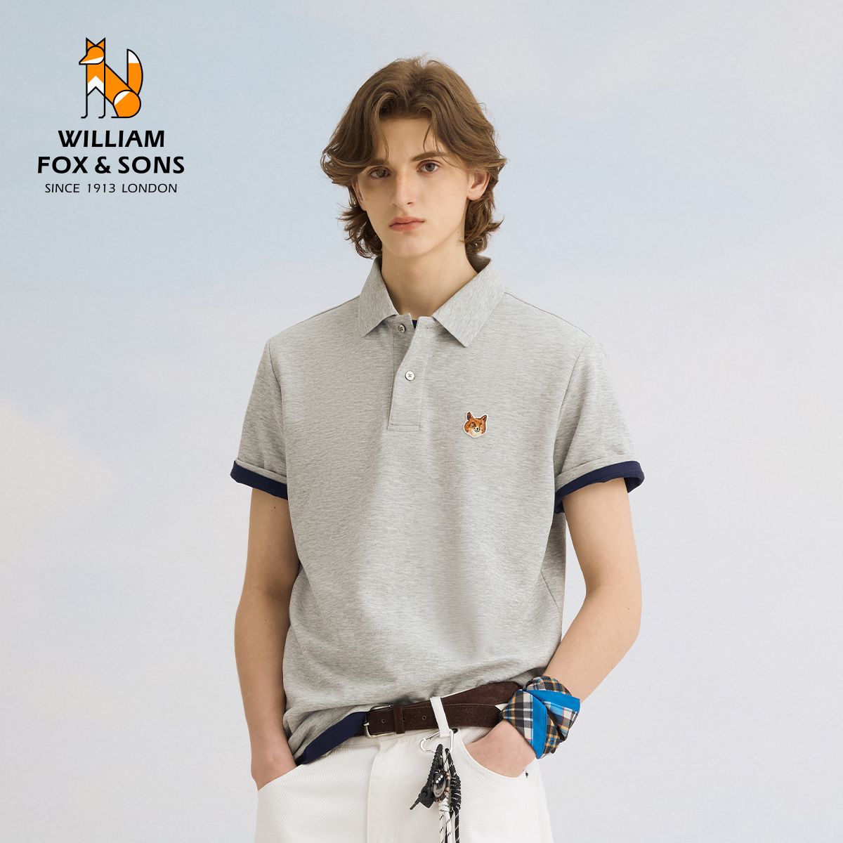 13375825.WILLIAM FOX&SONS 威廉福克斯 230克空气层双面棉POLO衫透气亲肤休闲通勤短袖男