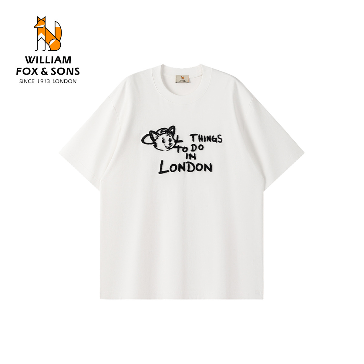 13414035.WILLIAM FOX&SONS 英国小狐狸 26春夏设计感立体字母植绒刺绣棉感空气层短袖T恤男女