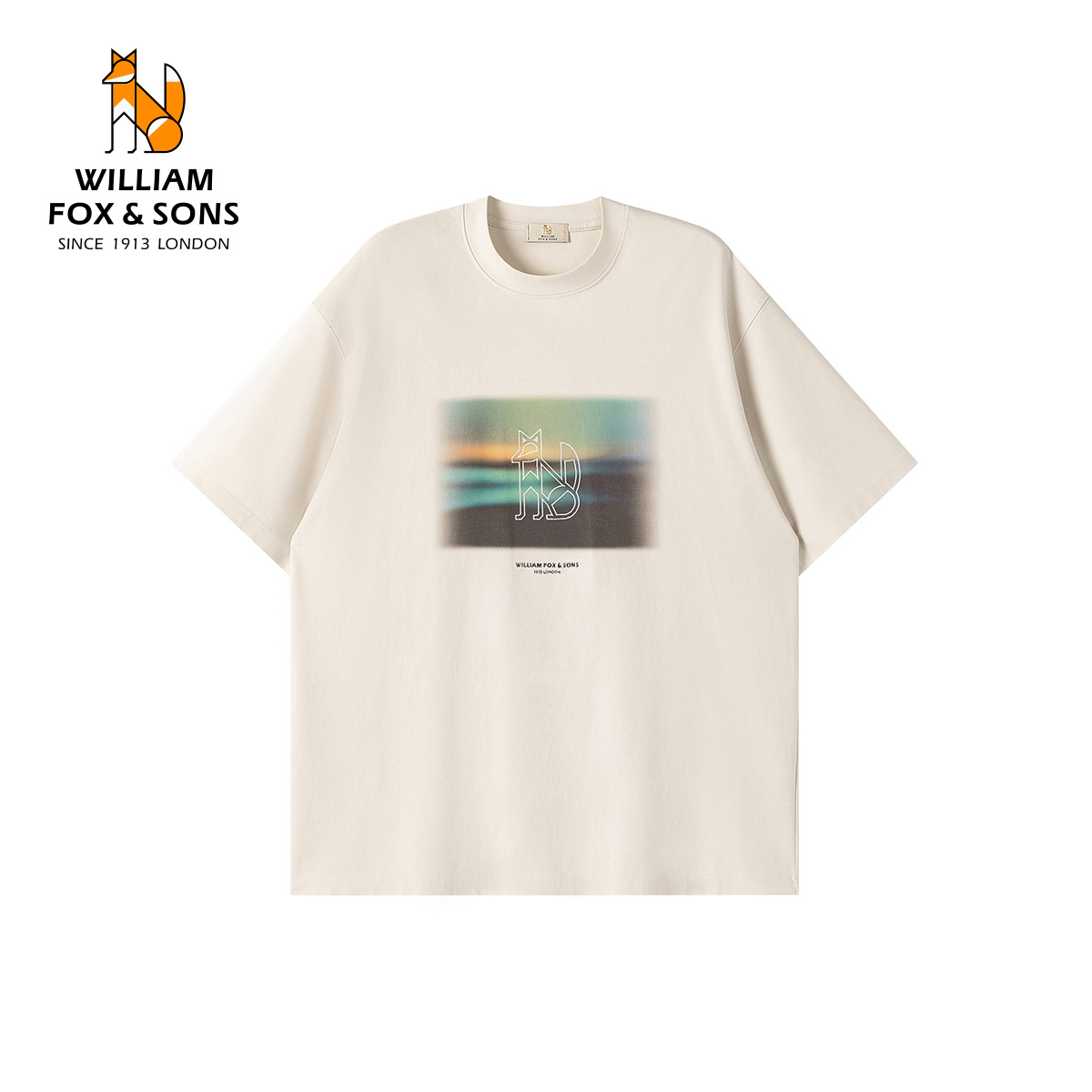 13417461.WILLIAM FOX&SONS 英国小狐狸 2026夏‘海屿蓝调’光影艺术印花设计棉感短袖T恤男女