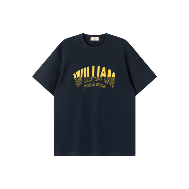 13417634.WILLIAM FOX&SONS 威廉福克斯 26夏美式复古立体贴布拼色字母刺绣纯棉短袖T恤