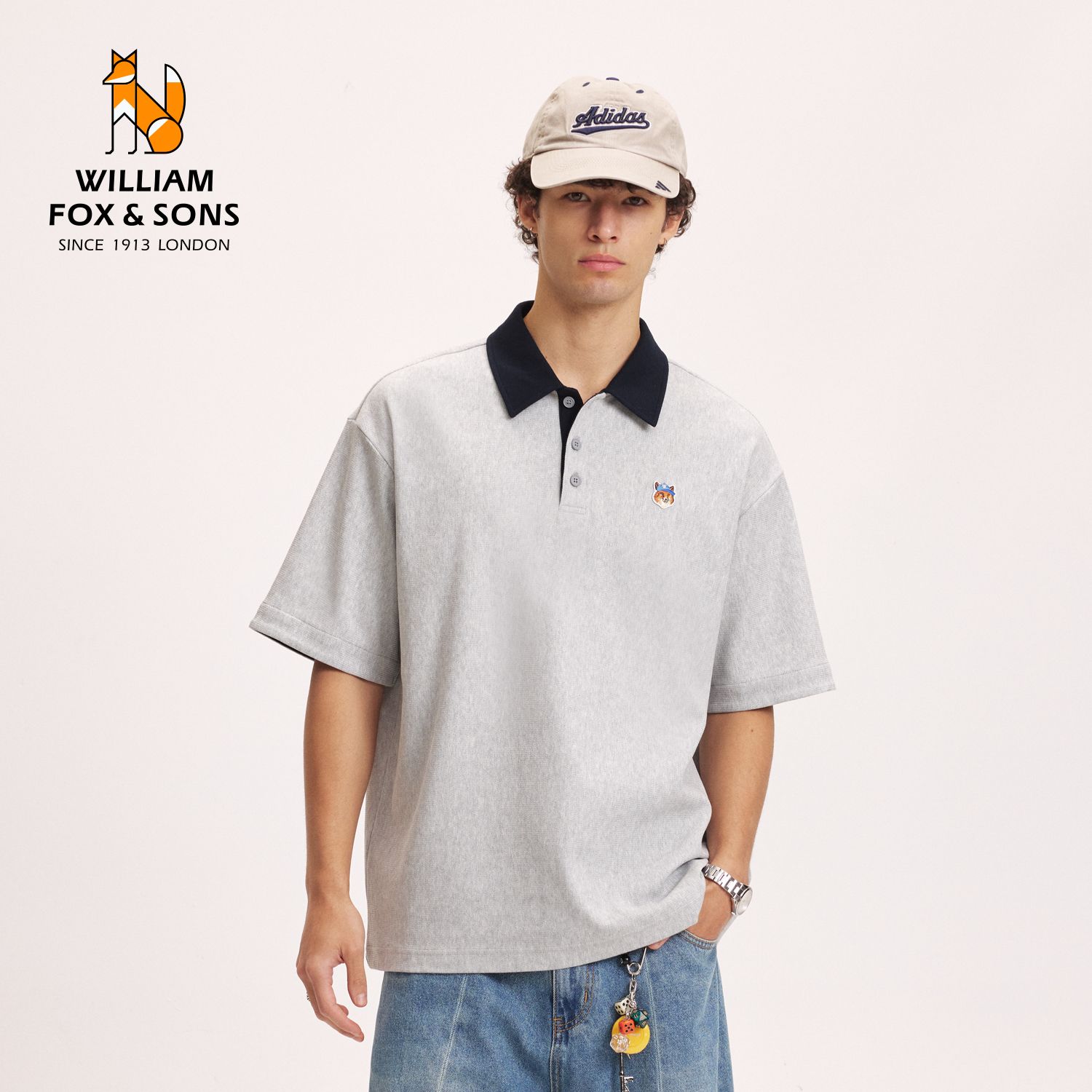 13417285.WILLIAM FOX&SONS 英国小狐狸 2026夏季撞色拼接设计学院风假两件三粒扣短袖POLO衫男