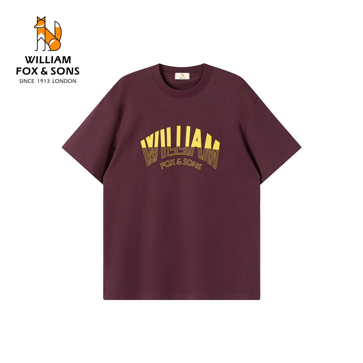 13417634.WILLIAM FOX&SONS 威廉福克斯 26夏美式复古立体贴布拼色字母刺绣纯棉短袖T恤