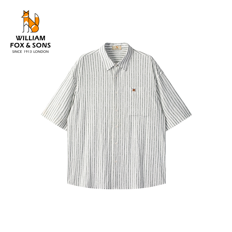 13375717.WILLIAM FOX&SONS 威廉福克斯 26年夏季设计感印花条纹工艺轻薄凉感男士休闲短袖衬衫