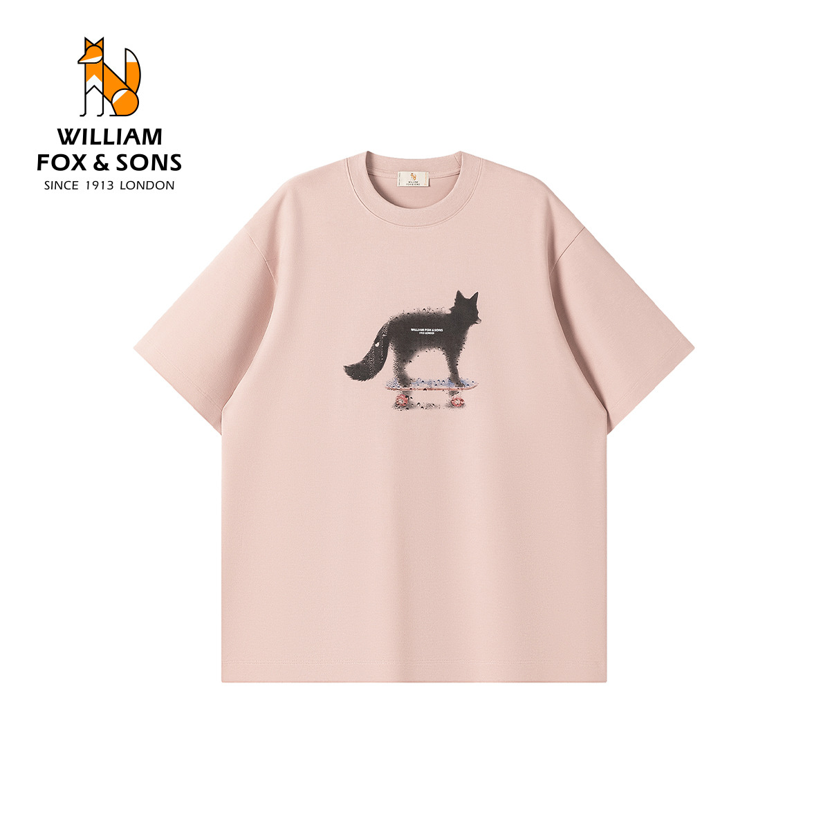 13416431.WILLIAM FOX&SONS 威廉福克斯 2026夏季‘狐步流光’水墨印花设计宽松透气短袖T恤衫