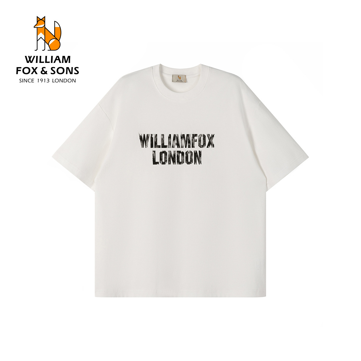 13416187.WILLIAM FOX SONS 威廉福克斯 26年夏季210g长绒棉50支高密立体字母印花短袖T恤