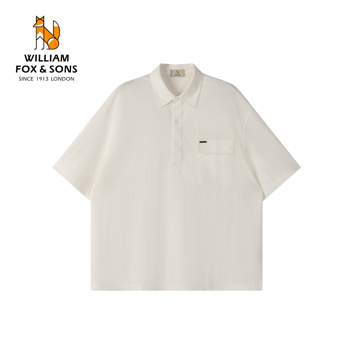 13452824.WILLIAM FOX&SONS 威廉福克斯 2026年夏透气棉麻混纺三粒扣衬衫领设计套头休闲polo衫男