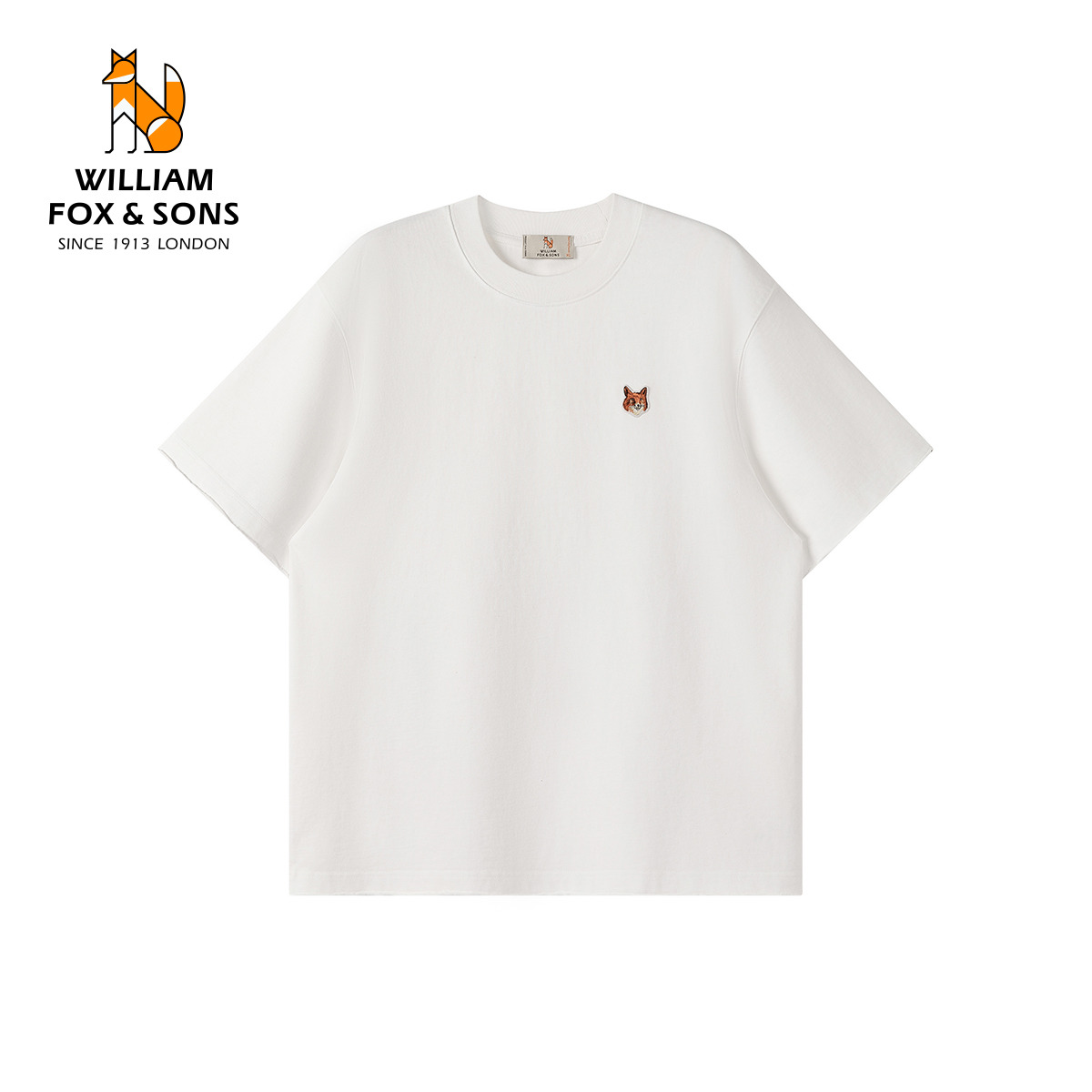 13458807.WILLIAM FOX&SONS 英国小狐狸 2026夏季320g重磅100%棉散边设计短袖经典纯色打底T恤