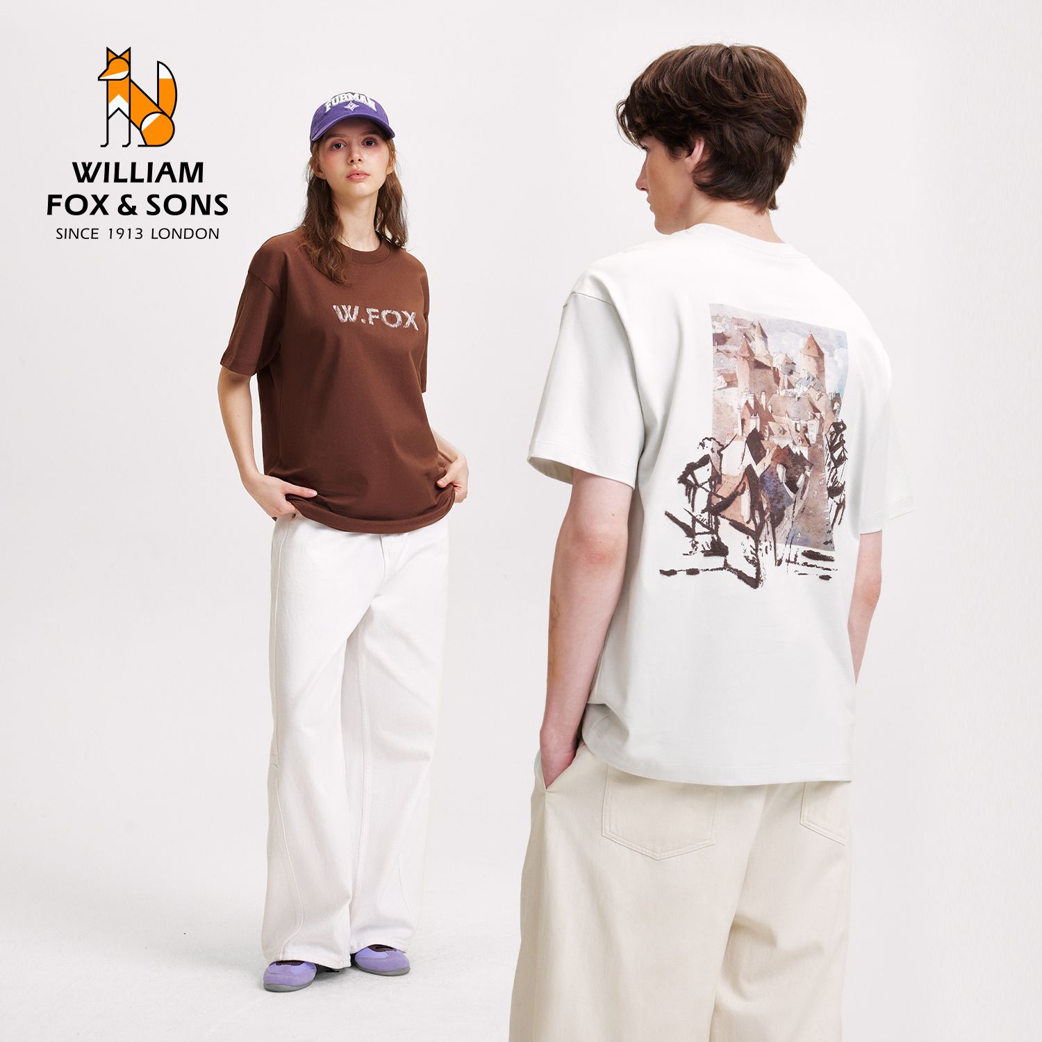 13458750.WILLIAM FOX&SONS 威廉福克斯 2026年夏季‘旧日城影’涂鸦艺术印花100%棉短袖T恤男
