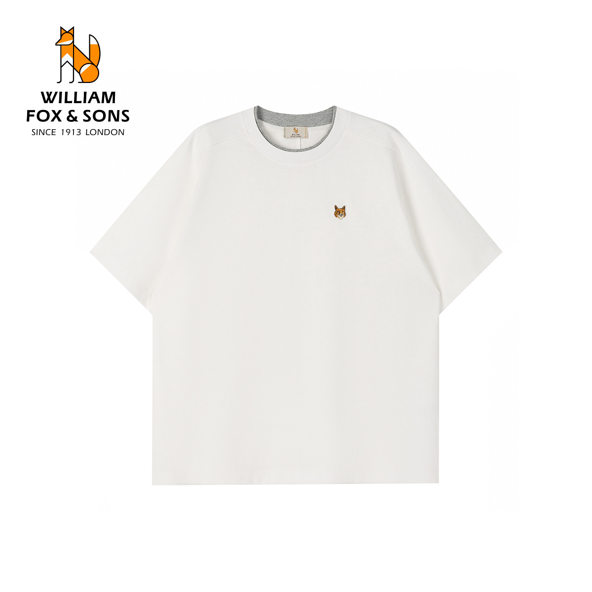 13461349.WILLIAM FOX&SONS 英国小狐狸 26年夏季双层领叠穿设计感短袖T恤 2026新款空气层宽松藏青上衣
