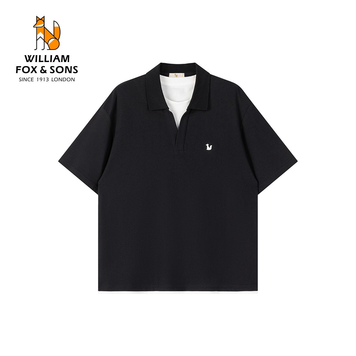 13458270.WILLIAM FOX&SONS 威廉福克斯 2026年夏新刺绣logo假两件海鸥领短袖40S暗纹肌理POLO衫