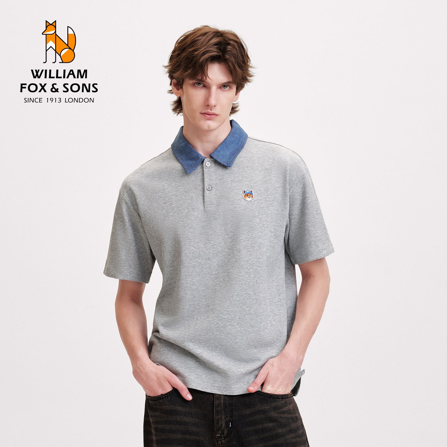 13461244.WILLIAM FOX&SONS 2026年夏季空气层莱赛尔夏短袖cleanfit学院风撞色牛仔翻领POLO衫