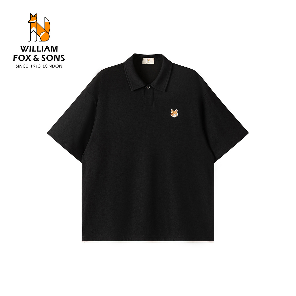 13464305.WILLIAM FOX&SONS 英国小狐狸 26夏季设计感法式V领一粒扣时尚休闲弹力短袖polo衫男