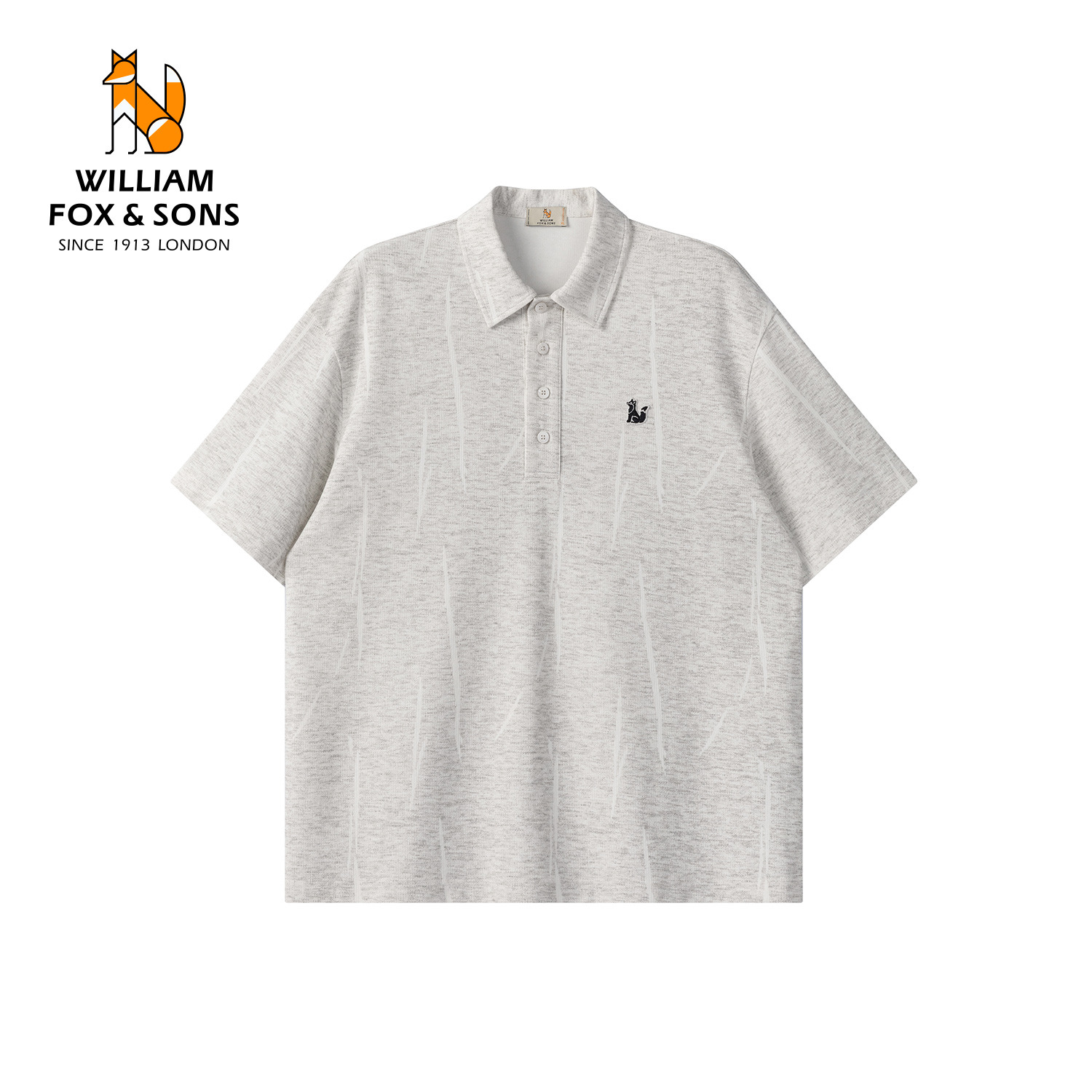 13462516.WILLIAM FOX&SONS 英国小狐狸 2026夏双色混纱柳叶纹提花翻领短袖T恤宽松休闲POLO衫