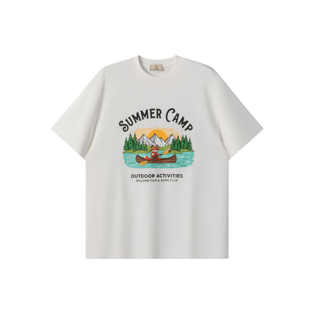 13464175.英国小狐狸 SUMMER CAMP系列 ‘山野泛舟’小狐狸26夏速干抗菌凉感防晒印花短袖T恤