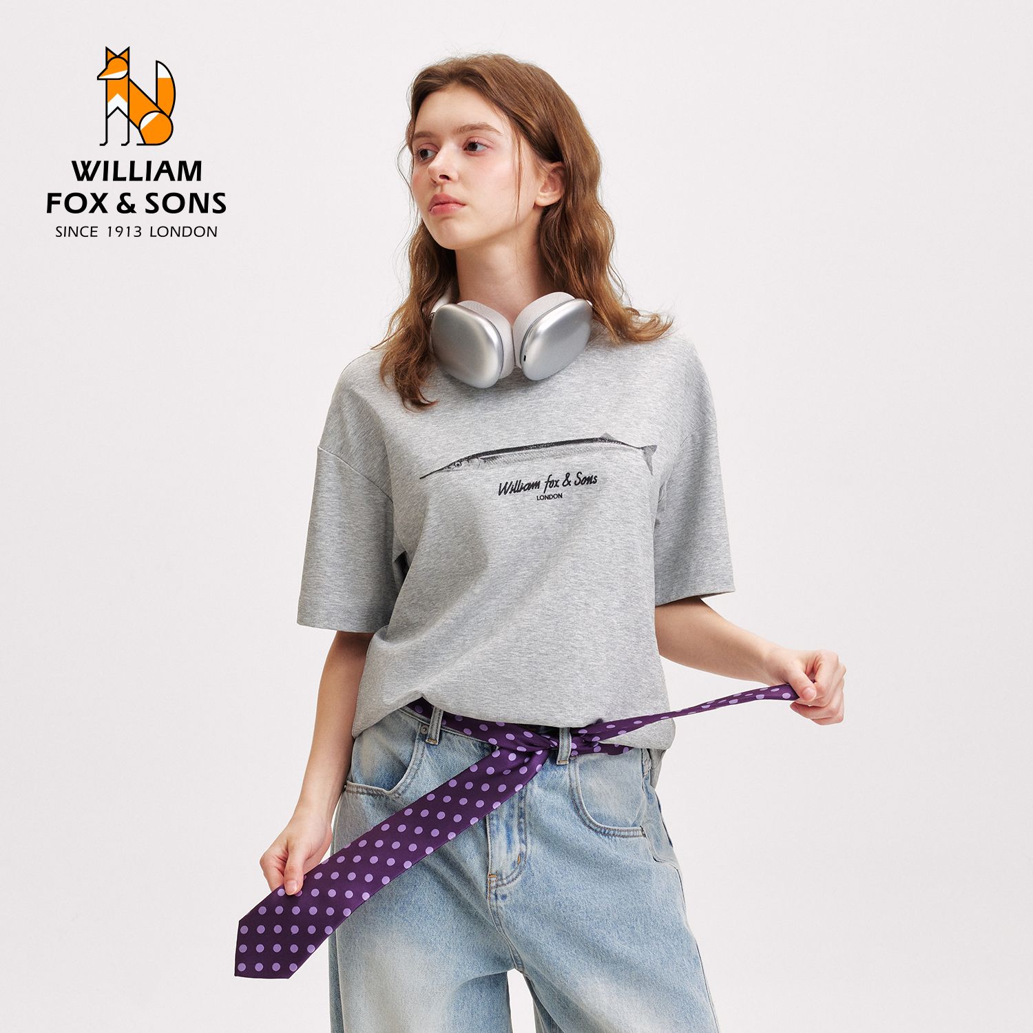 13462595.WILLIAM FOX&SONS 威廉福克斯 2026夏季新型仿生鱼鳞立体工艺银针鱼印花休闲短袖T恤