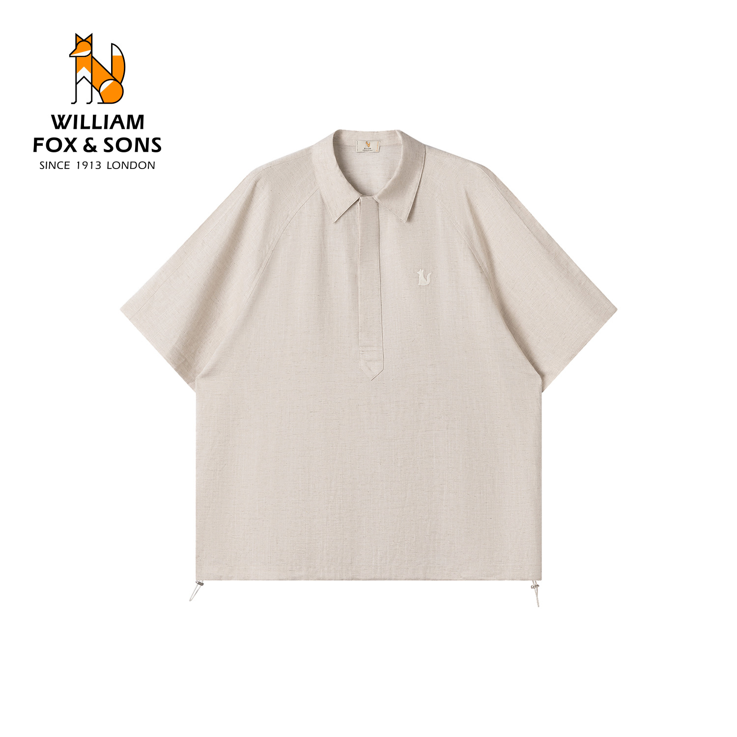 13464424.WILLIAM FOX&SONS 威廉福克斯 20年夏季静奢老钱风亚麻莱赛尔混纺暗门襟衬衫领短袖POLO