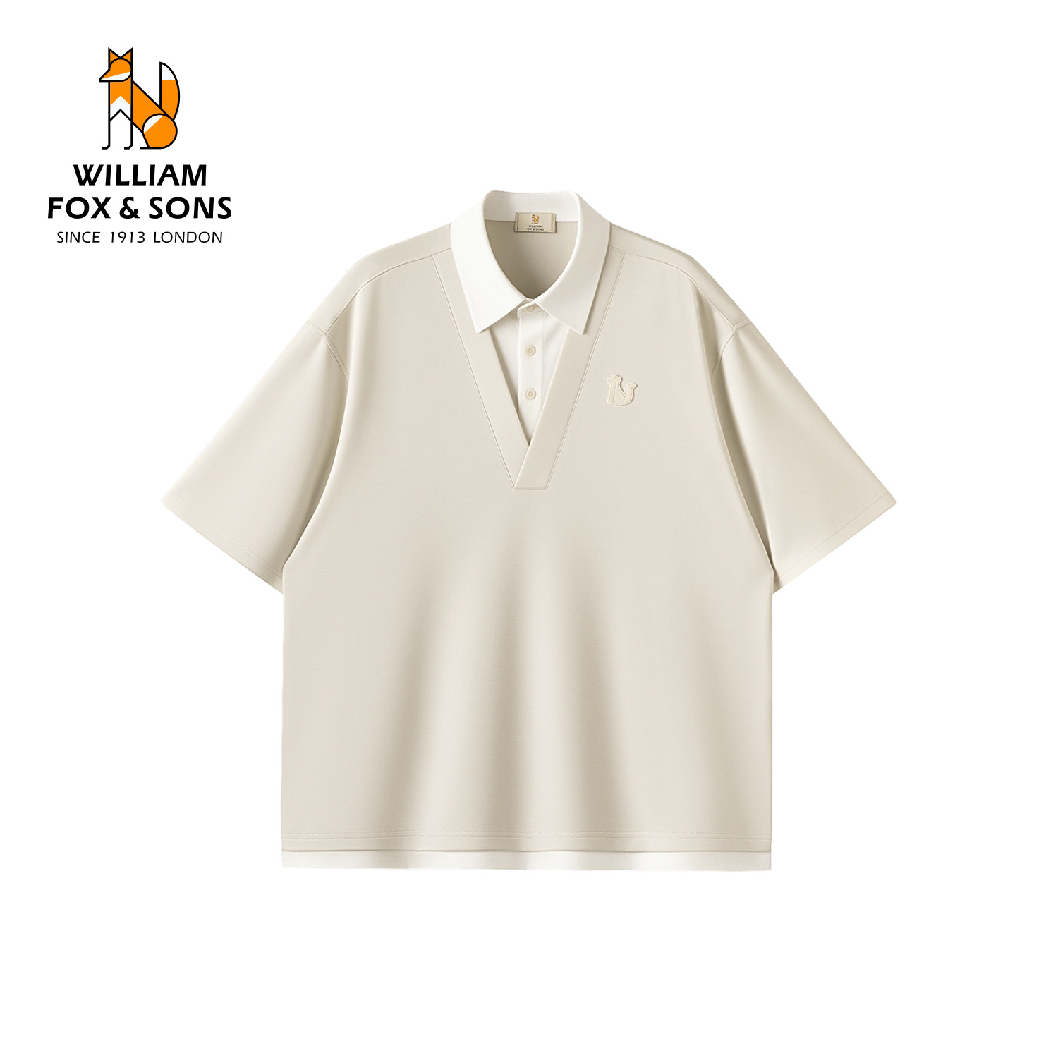 13464697.WILLIAM FOX&SONS 威廉福克斯 2026年假两件学院风衬衫领短袖POLO衫莱赛尔混纺T恤男