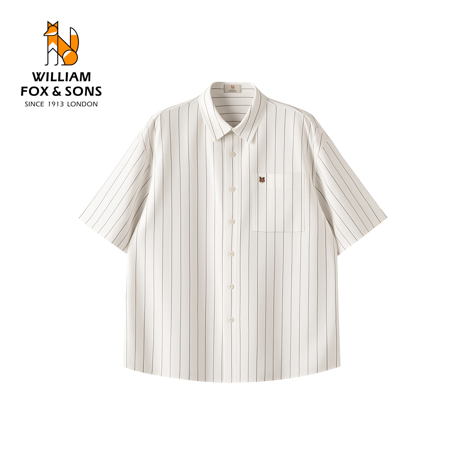 13594513.WILLIAM FOX&SONS 英国小狐狸 2026夏季凉感莱赛尔亚麻混纺清新感轻薄条纹短袖衬衫男