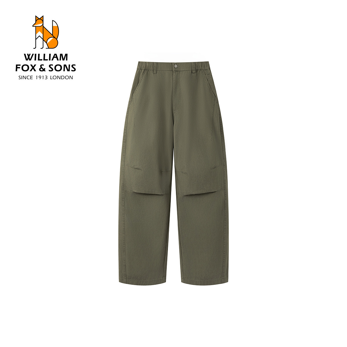 13599970.WILLIAM FOX&SONS 威廉福克斯 26年轻户外立体捏褶直筒工装裤100%棉宽松休闲裤男