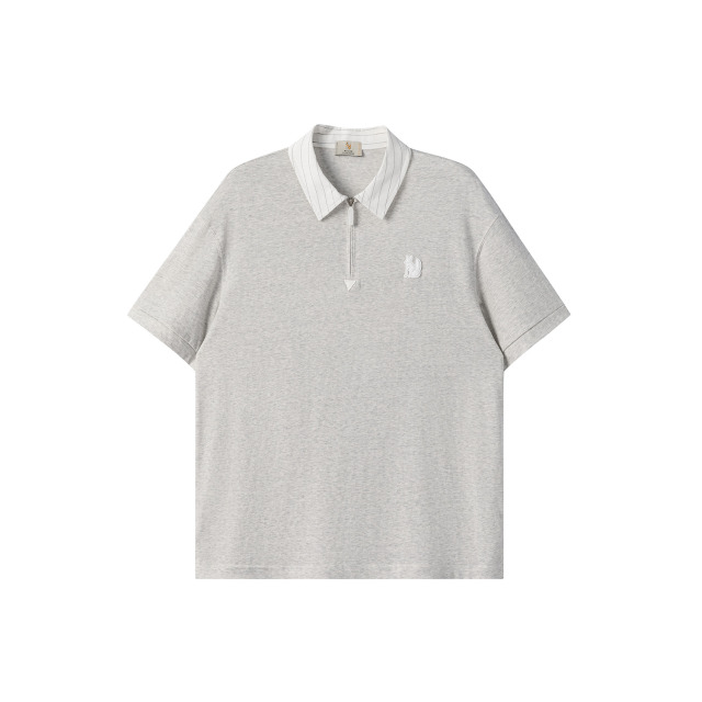 13599141.WILLIAM FOX&SONS 英国小狐狸 26夏季轻薄莱赛尔混纺设计感衬衫领半拉链短袖POLO衫男