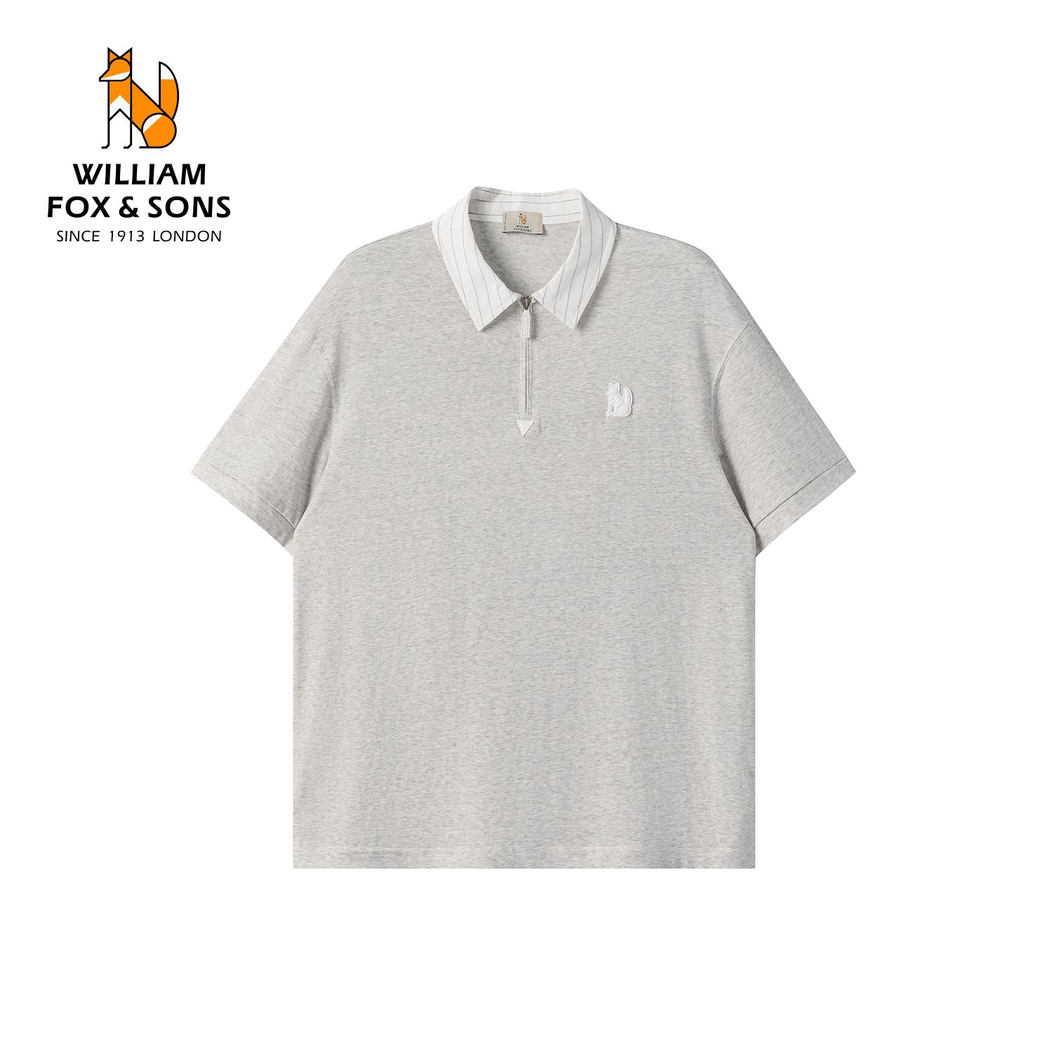 13599141.WILLIAM FOX&SONS 英国小狐狸 26夏季轻薄莱赛尔混纺设计感衬衫领半拉链短袖POLO衫男
