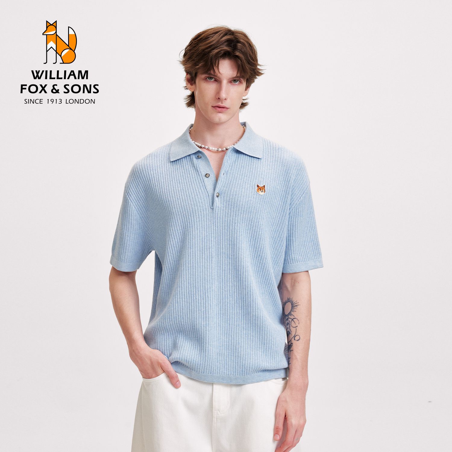 13612353.WILLIAM FOX&SONS 英国小狐狸 26夏季立体针织条纹老钱风松弛感纯棉亲肤短袖POLO男