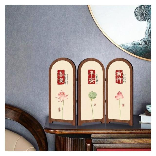 13669775.新中式墨竹小屏风摆件办公室玄关桌面装饰复古摆画感家居饰品