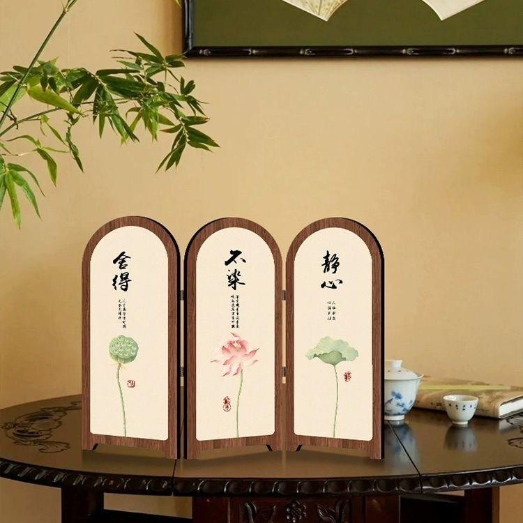 13669775.新中式墨竹小屏风摆件办公室玄关桌面装饰复古摆画感家居饰品