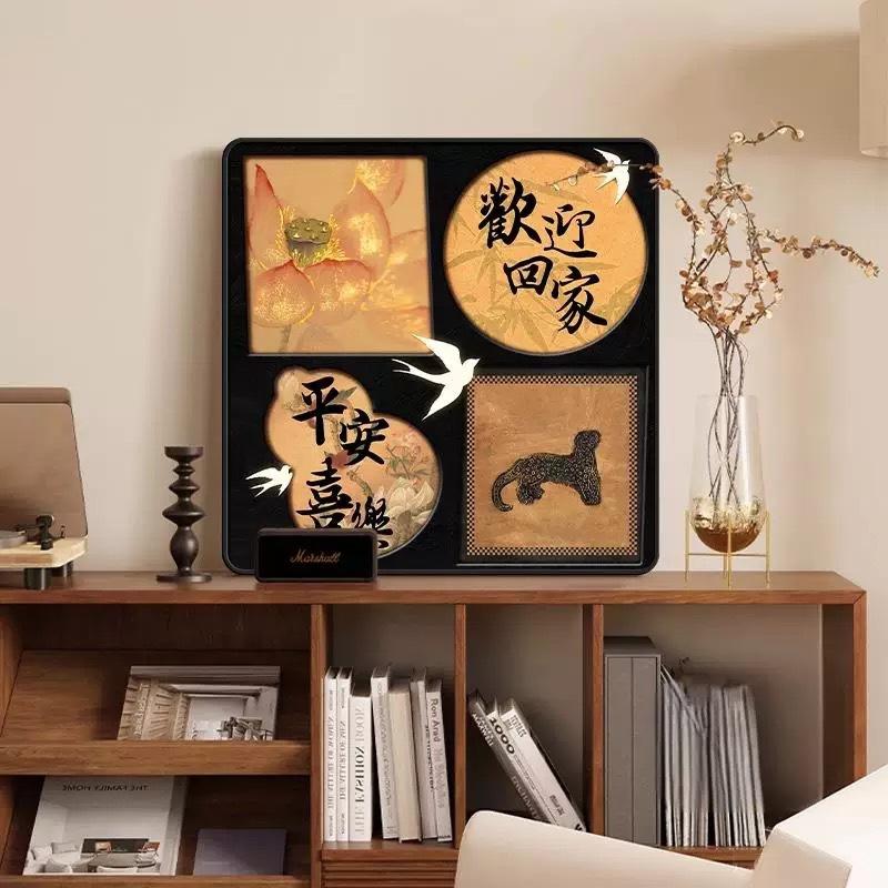 13669627.欢迎回家中古风客厅桌面摆件茶室氛围布置卧室电视玄关柜摆画