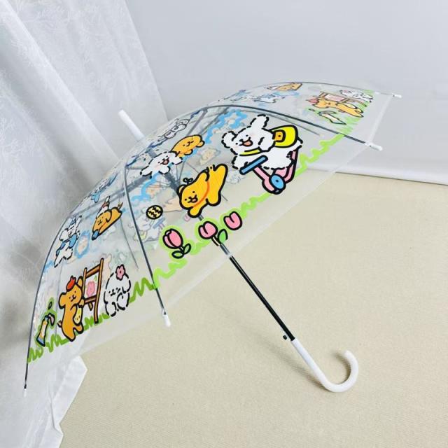 13669790.透明小狗雨伞三折伞全自动直柄伞可爱折叠儿童成人动漫女