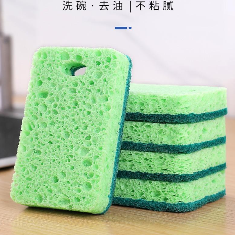 13671072.吸水洗碗棉木浆海绵洗碗布海绵擦绿色木浆棉海绵百洁布厨房海绵块
