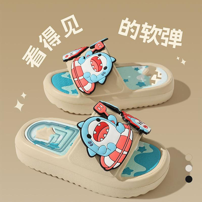 13368646.儿童拖鞋男童夏季居家室内软底DIY卡通可爱鲨鱼幼儿园宝宝凉拖鞋