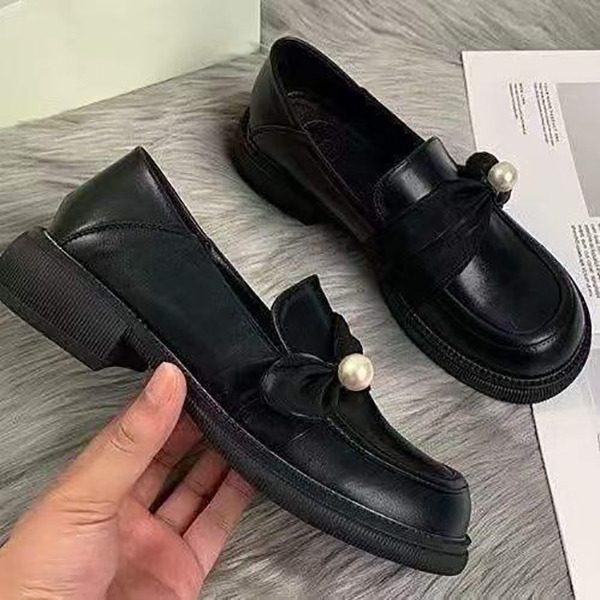 13377863.女式单鞋黑色英伦风单鞋女一脚蹬豆豆单鞋单鞋
