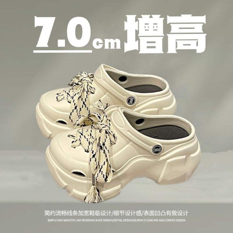 13380224.厚底洞洞鞋女外穿潮时尚凉鞋绑带设计包头半拖鞋