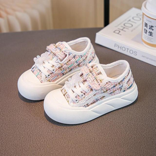 13380697.小香风帆布面包鞋女童春季厚底板鞋韩版百搭休闲舒适