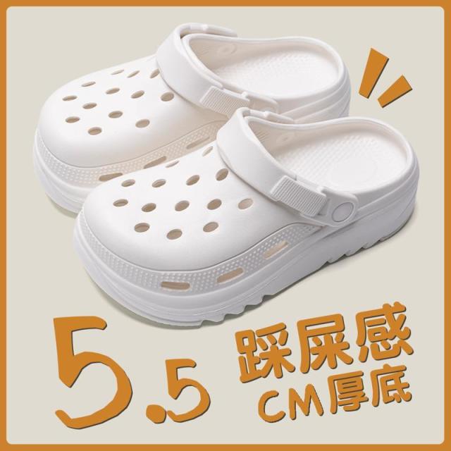 13518032.孕妇洞洞鞋女款夏季外穿防滑厚底沙滩鞋包头拖鞋女