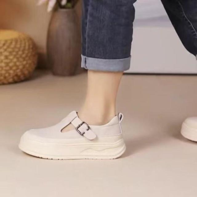 13529602.复古休闲鞋春夏厚底英伦百搭平底女一脚蹬休闲鞋