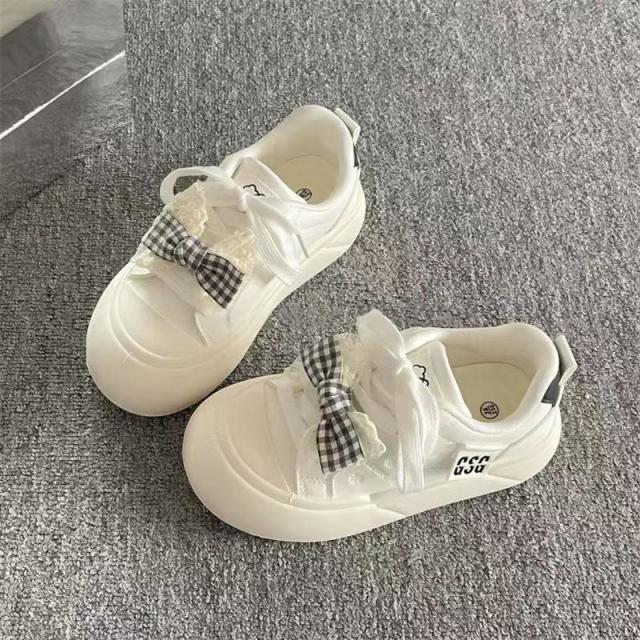 13529911.厚底板鞋女春季百搭休闲小白鞋大头面包鞋
