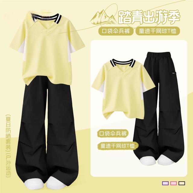 13405957.女童夏套装2026新款夏季运动工装裤女孩速干短袖夏装儿童衣服