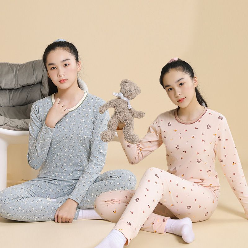 13695193.女童莱卡秋衣秋裤中大童纯棉套装保暖女孩内衣儿童睡衣家居服宝宝