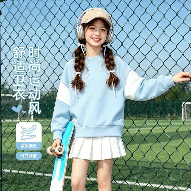 13752042.女童秋季卫衣2026新款春秋运动休闲女大童衣服儿童长袖上衣秋