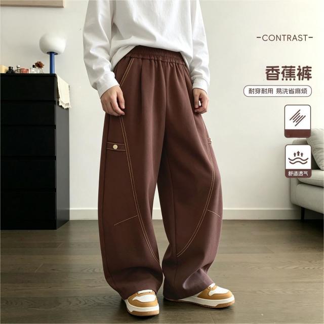 13791581.男童女童裤子春秋款2026新款中大童阔腿裤秋季宽松时髦儿童弯刀裤