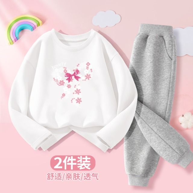 13335040.2026春季新款女童中大童长袖T恤卫裤套装