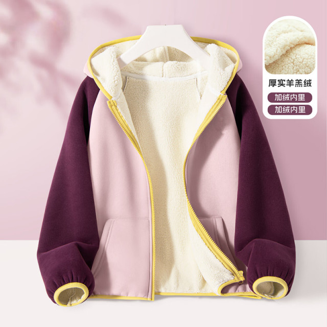 13335137.女童加绒外套秋冬2026新款羊羔绒女大童上衣冬季加厚开衫儿童冬装