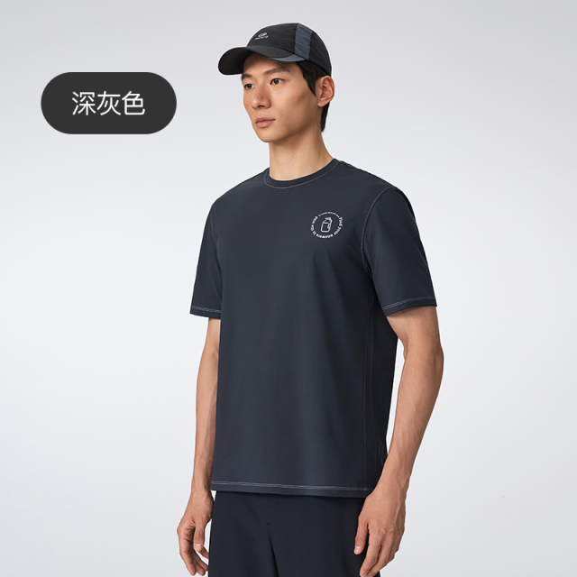 13445913.Keep男速干抗菌露营徽章轻户外短袖T恤圆领休闲半袖运动上衣透气1901