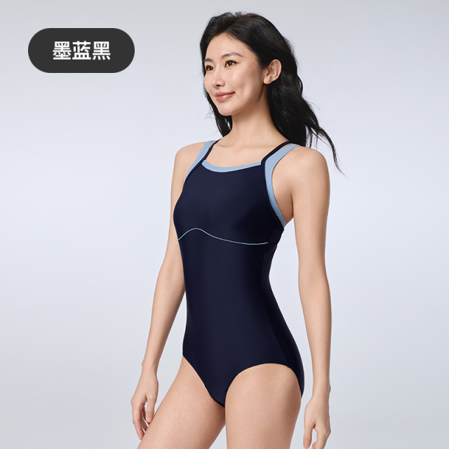 13454884.Keep泳衣女三角连体假两件撞色绝美泳衣游泳馆显瘦